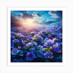 Purple Flowers In A Field Art Print