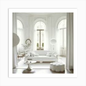 White Living Room 1 Art Print