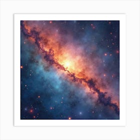 Watercolor Depiction Of Distant, Vibrant Nebulae 1 Art Print