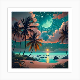 Beach At Night 1 Art Print