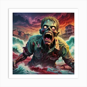 Zombies On The Beach 1 Art Print