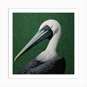 Ohara Koson Inspired Bird Painting Brown Pelican 2 Square Art Print