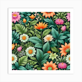 Floral Seamless Pattern 15 Art Print