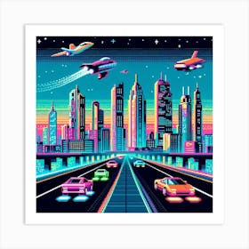 8-bit futuristic city 3 Art Print