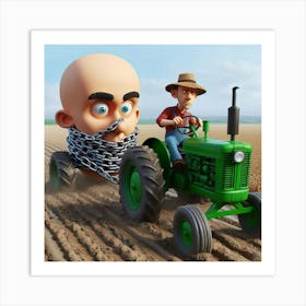 Farmer Driving A Tractor 1 Art Print