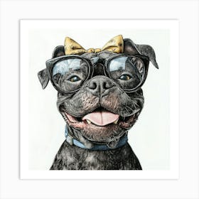 Dog With Glasses Canvas Print Art Print