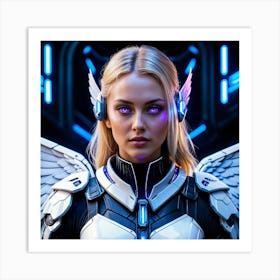 Futuristic Girl With Wings 2 Art Print