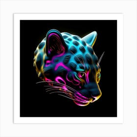 Neon Leopard Head Póster