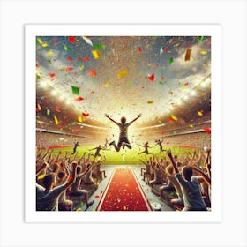 Soccer Fans Celebrating At The Stadium Art Print