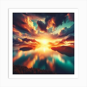 Sunset Over Lake 2 Art Print