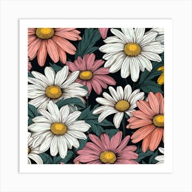 Daisy Seamless Pattern 3 Art Print