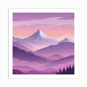 Misty mountains background in purple tone 92 Art Print