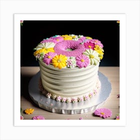 Donut Cake With Flowers Art Print