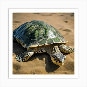 Turtle On The Beach Art Print