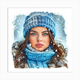 Portrait Of A Woman In Winter Art Print