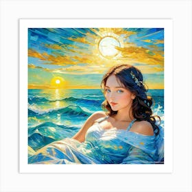 Girl At The Beachyy Art Print