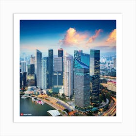 Singapore City Skyline 1 Art Print