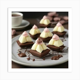 Chocolate Desserts On A Plate Art Print