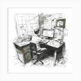 Man At His Desk Art Print