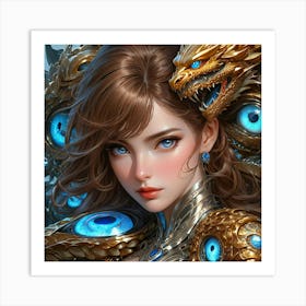 Girl With A Dragon bn Art Print