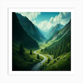 Winding Road In The Mountains Art Print