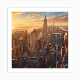 Sunset In New York City Art Print