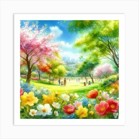 Cherry Blossoms In The Park Art Print