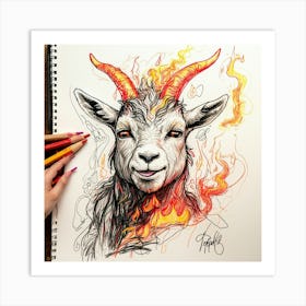 Goat On Fire 69 Art Print