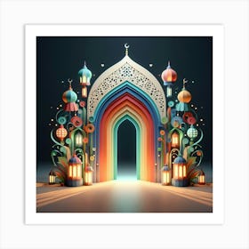 Islamic Mosque With Lanterns Art Print