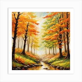 Forest In Autumn In Minimalist Style Square Composition 306 Art Print