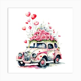 Valentine'S Day Car Art Print