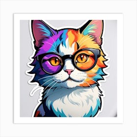 Cat With Glasses Art Print