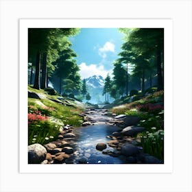 Stream In The Forest 5 Art Print