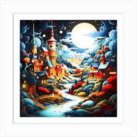 Night In The Village Art Print