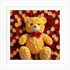 Teddy Bear With Roses 14 Art Print