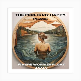 Pool Is My Happy Place Where Worries Float Away Art Print