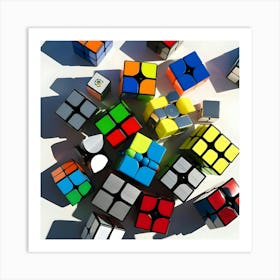 A Vibrant And Colorful Arrangement Of Various Rubik's 1 Art Print