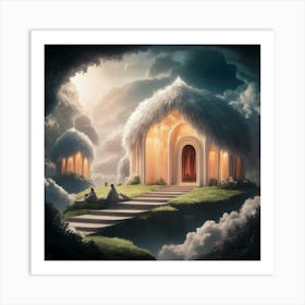 Fairytale House In The Clouds Art Print