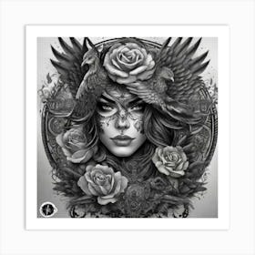 Phoenix Women Roses Art Print