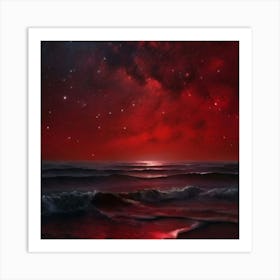 Red Starry Night 1 Art Print