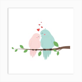 Love Birds On A Branch Art Print