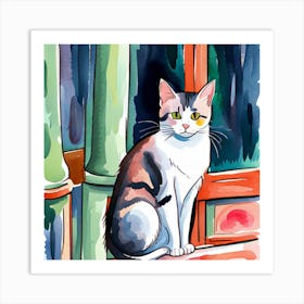 Watercolor Of A Cat Art Print