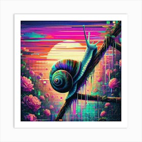 Snail On A Branch Art Print