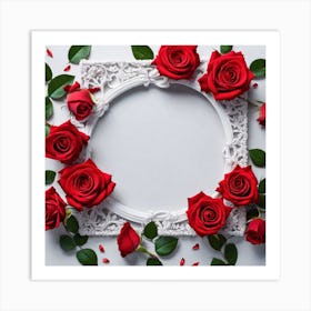 Frame With Red Roses 2 Art Print