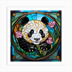 Panda Bear Stained Glass pop art Art Print