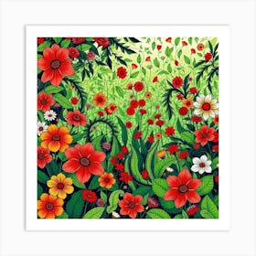 Flowers In The Garden Art Print