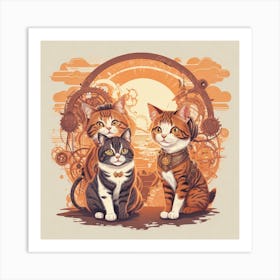 Steampunk Cats 1 Art Print