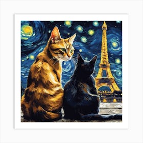 van gogh cats in paris Art Print