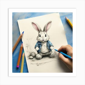 Easter Bunny Drawing Art Print