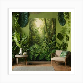 Oil Painted Realistic Mural Of Green Tropical Rain (3) Art Print